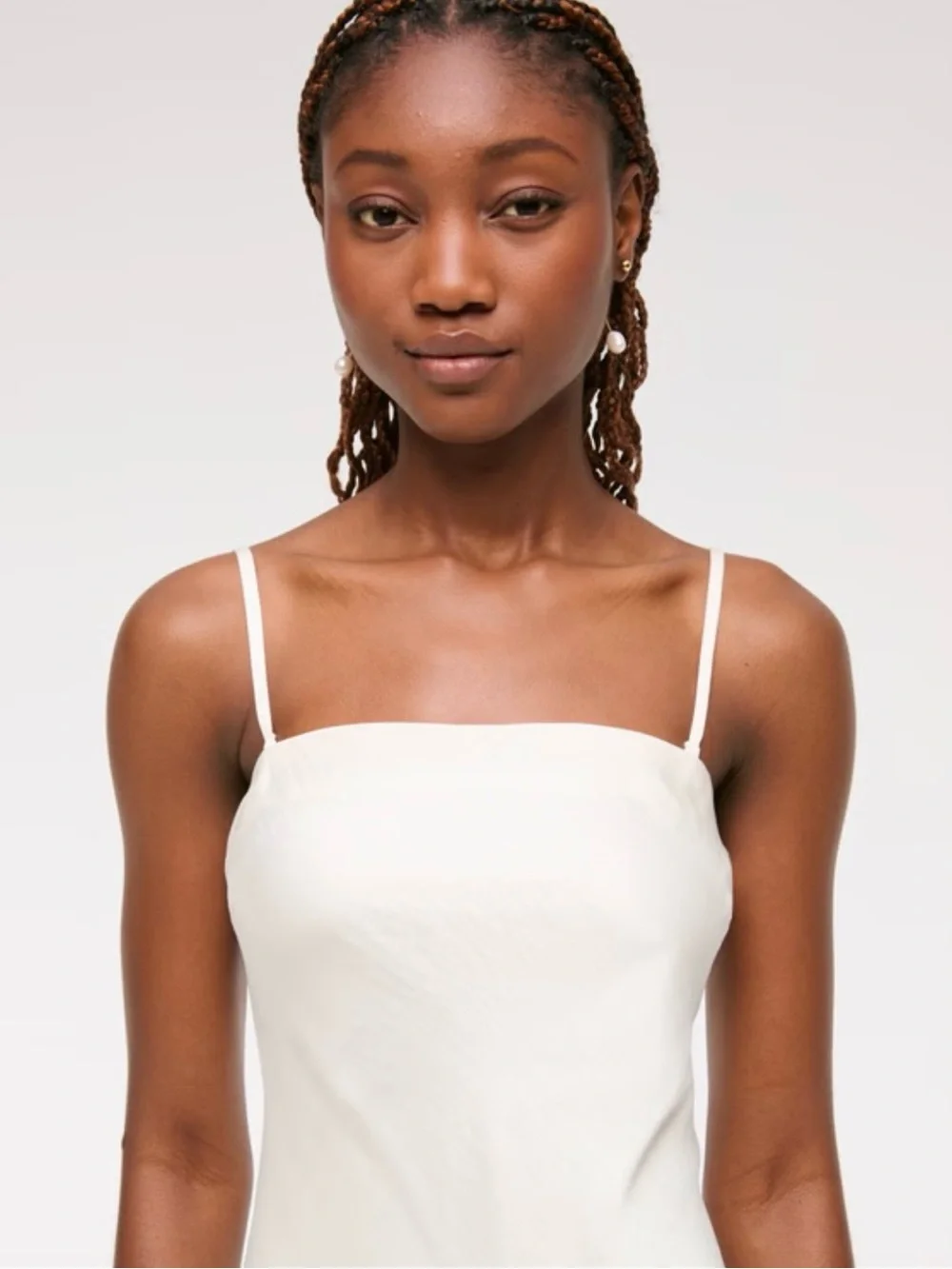 Abercrombie & Fitch Julia Slip Strapless Maxi Dress with Neck Scarf - Ivory